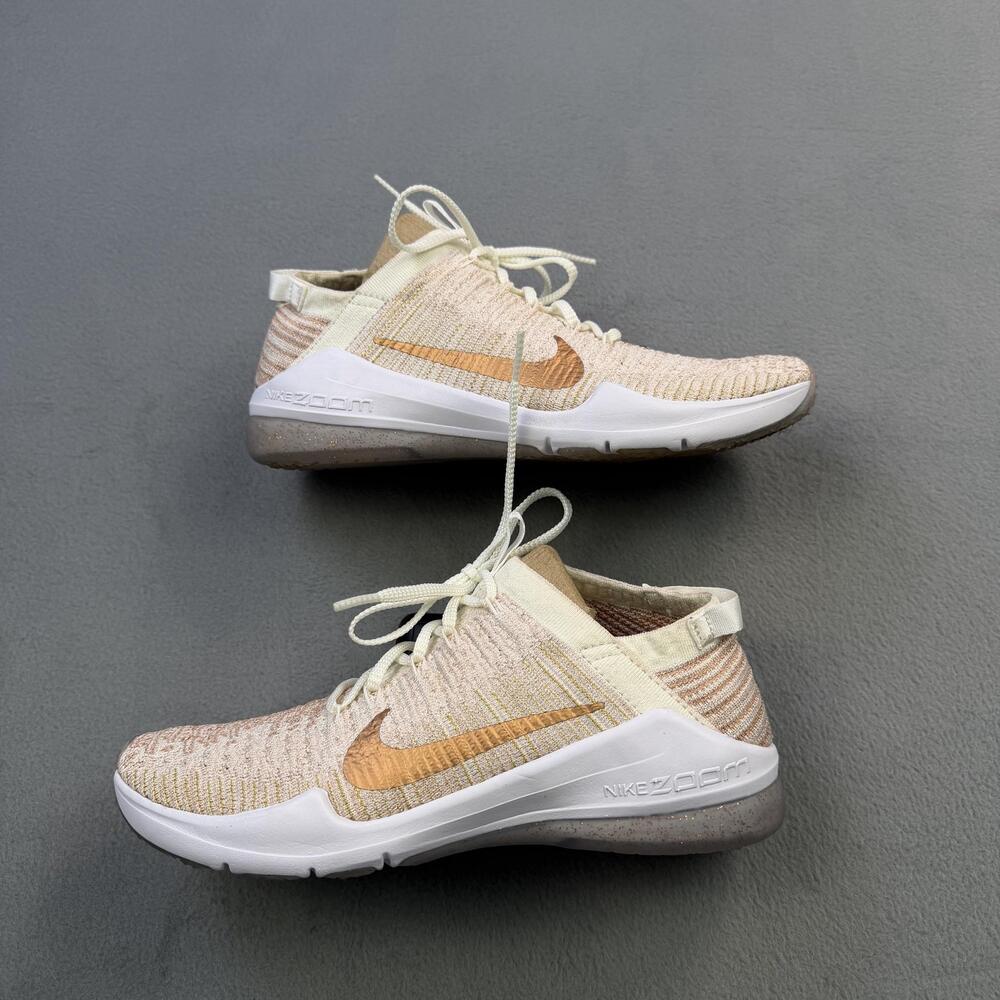 Nike Zoom Fearless Shoes Womens Size 7.5 Beige Flyknit Training Sneakers